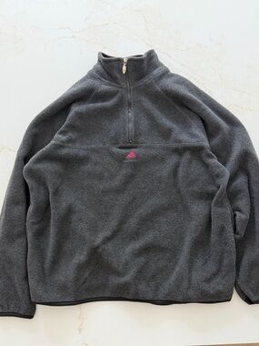Vintage 90s Adidas fleece quarter zip grey top